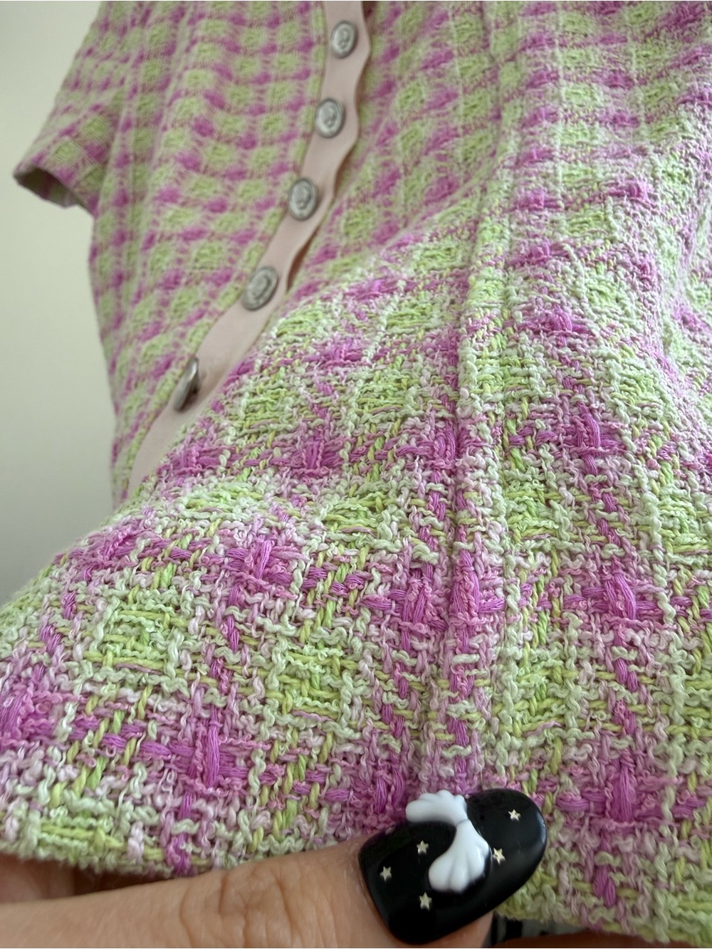 CHANEL Pink & Light Green Tweed Short-Sleeve Blouse - Picture 4 of 7
